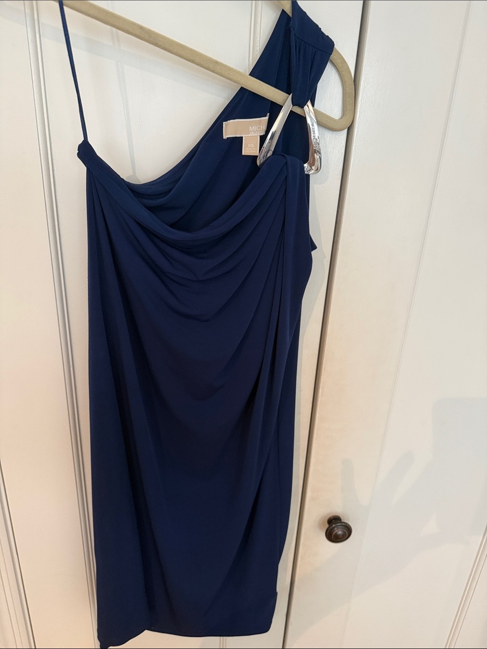 MICHAEL Michael Kors Navy One-Shoulder Draped Dress